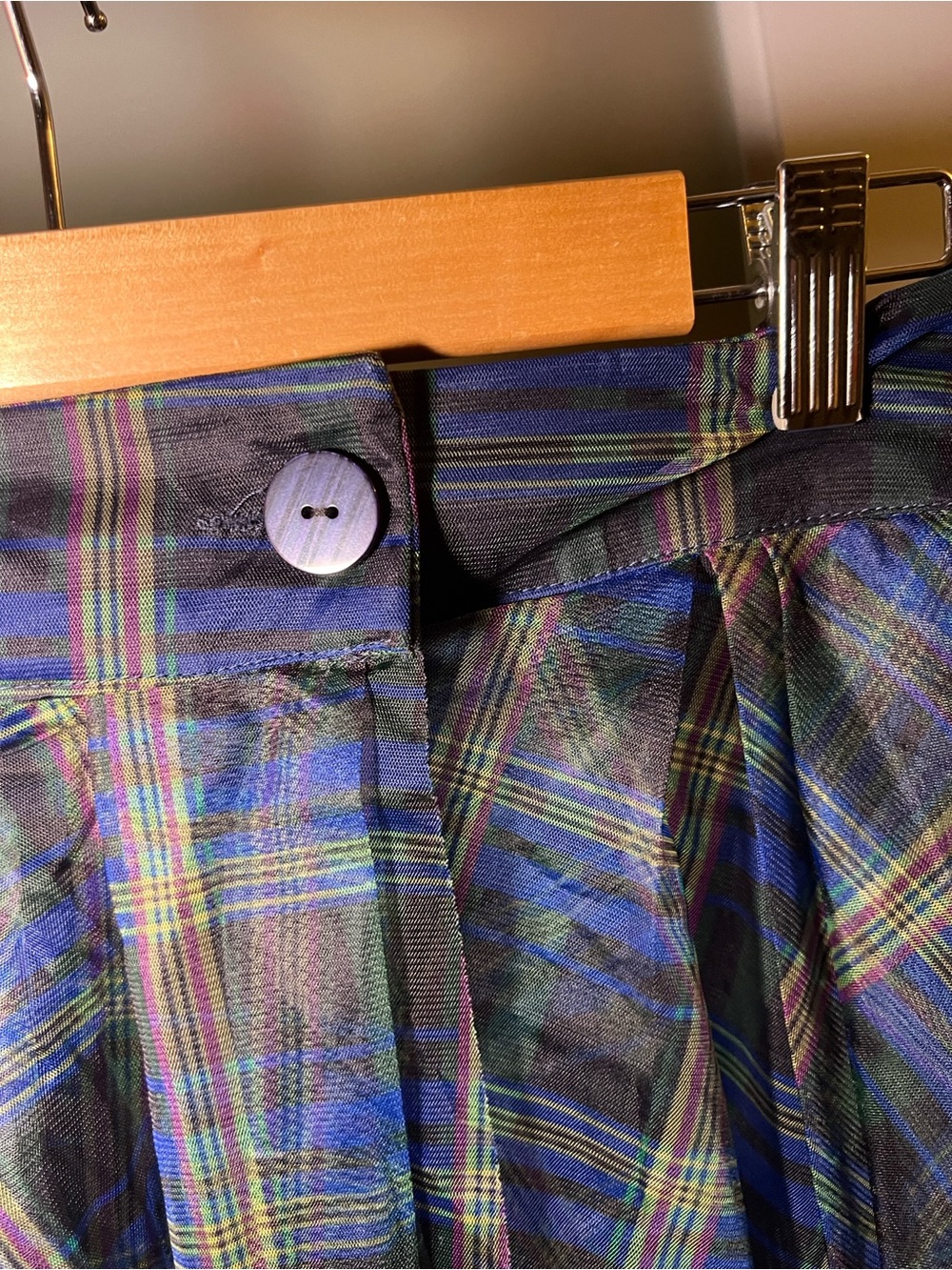 Kate Hewko Plaid Skirt in Black and Blue - Feminine A-Line Style - Picture 4 of 8